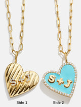 BaubleBar Heart 18K Gold Custom Reversible Necklace - 
    18K Gold Plated Sterling Silver, Cubic Zirconia stones
  
