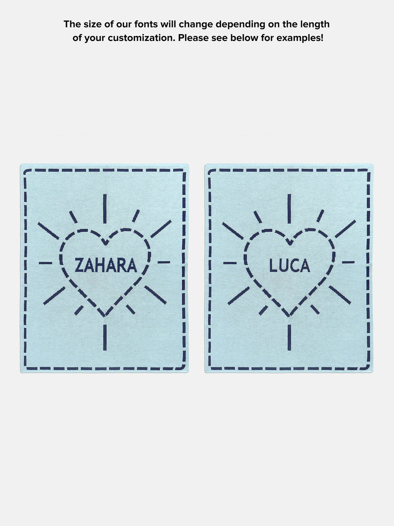 BaubleBar Wild At Heart Kids' Custom Blanket - Light Blue/Navy - Get Gifting: Enjoy 20% Off​