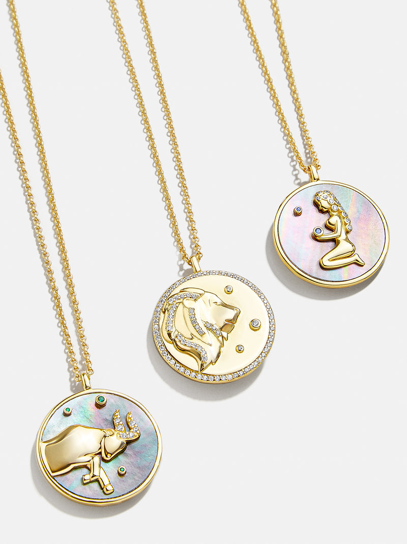 BaubleBar Zodiac 18K Gold Medallion Necklace - 
    Reversible, Mother of Pearl and 18K Gold Plated Sterling Silver
  

