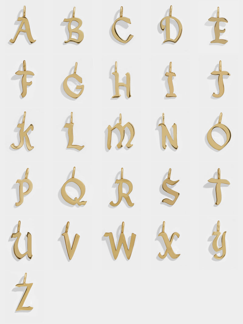 BaubleBar Alpha Charm - Gold script initial charm